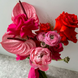 Bright Pink Bridal Bouquet with Anthuriums, Peonies, and French Roses