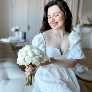 Bridal bouquet of white peonies