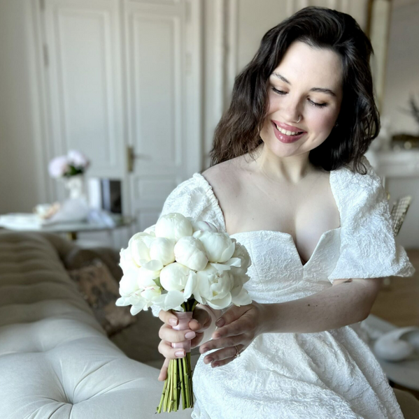 Bridal bouquet of white peonies